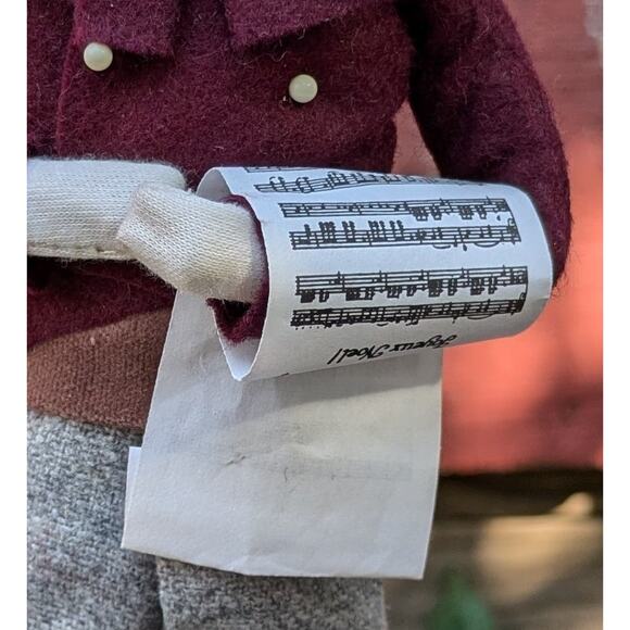 Byers' Choice Caroler 1987 Vintage Christmas Boy w/Rolled Sheet Music Red Coat - Picture 4 of 9